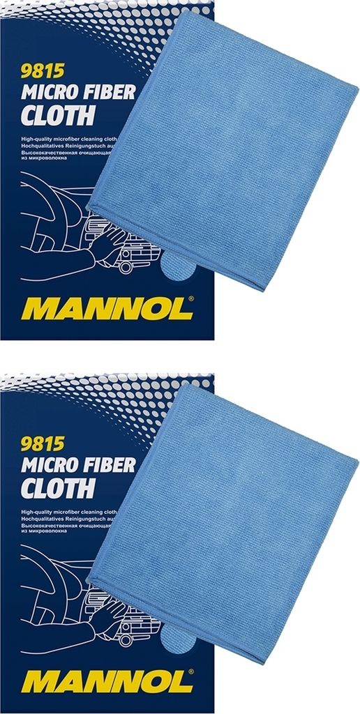 MANNOL 2x 9815 Mikrofasertuch, 33x36 cm, Blau, extrem weich, saugstark, streifenfrei