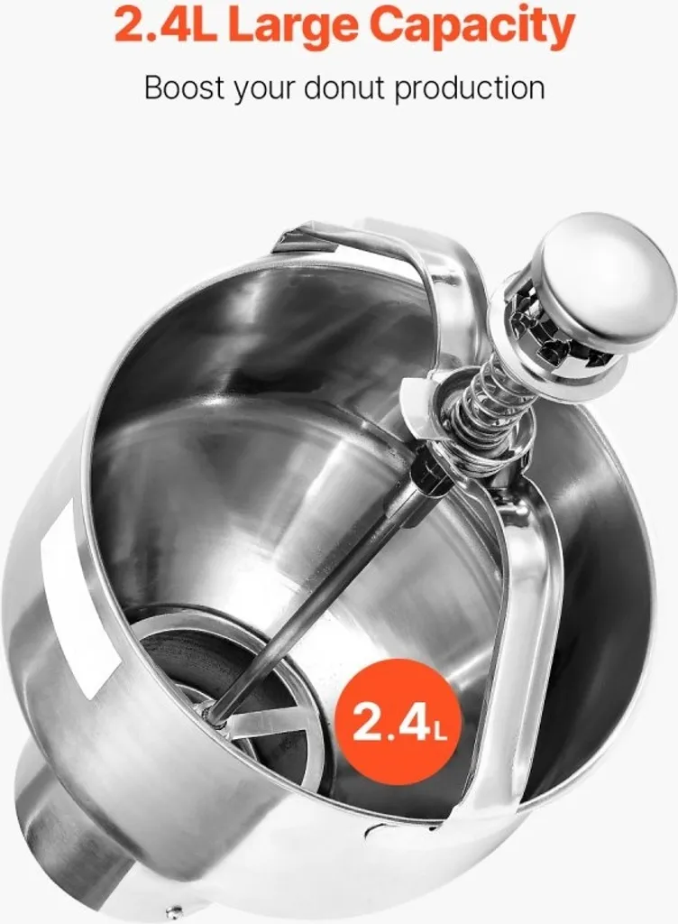 Machine à beignets manuelle inox 2,4L - Distributeur de pâte avec support - 3