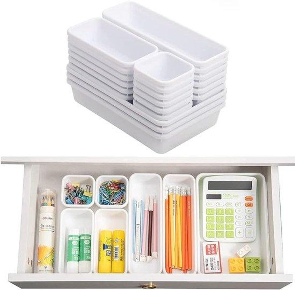 Weisse Verstellbare Kunststoff-Lade-Organizer-Set
