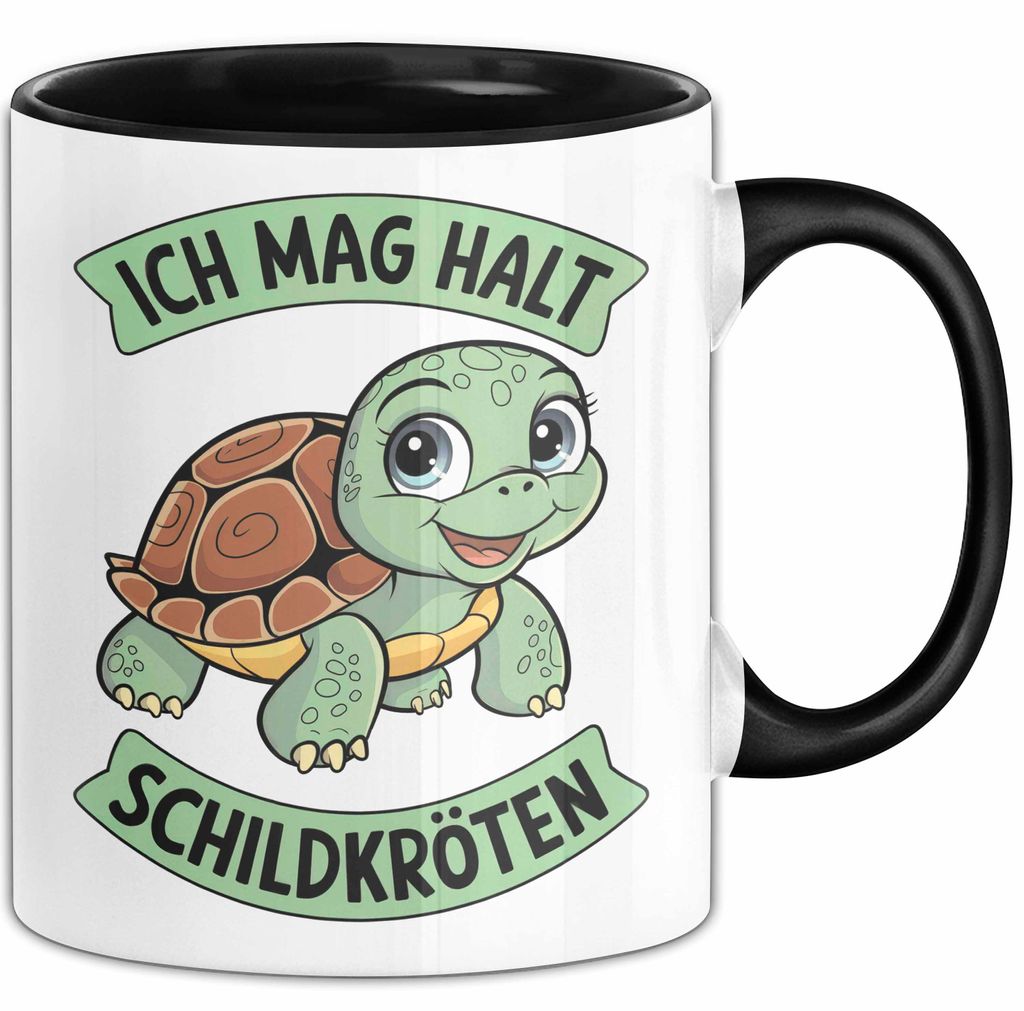 Schildkröte Tierliebhaber Tasse Geschenk Lustige Geschenkidee Spruch Ich Mag Halt Schildkröten (Schwarz)