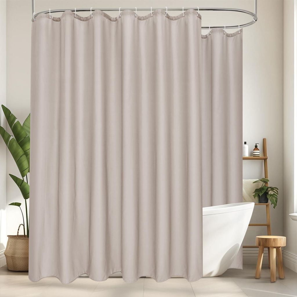 Extra breiter Duschvorhang 300x200 cm, wasserdichtes Textil, sandfarben, extra groß, schimmelresistenter Badvorhang, waschbar, schnelltrocknend, m...