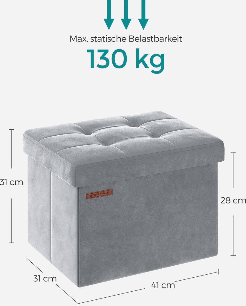 SONGMICS Sitzbank mit Stauraum, klappbare Sitztruhe, Produktbild 7