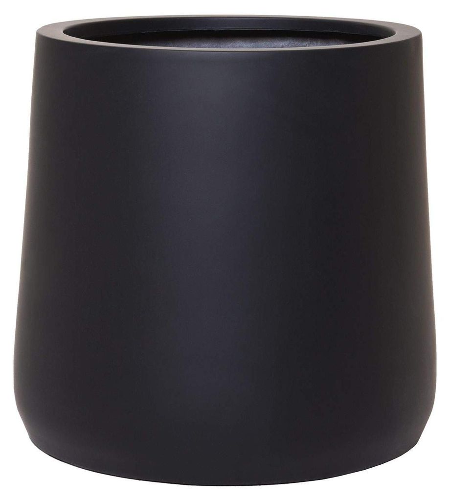 VIVANNO Blumentopf Fiberglas VEKRA Rund, Schwarz matt - Produktbild 