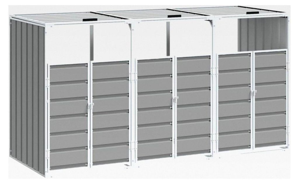 Mülltonnenabdeckung für den Außenbereich, dreifach, zur Aufbewahrung von Mülleimern, Stahlgrau