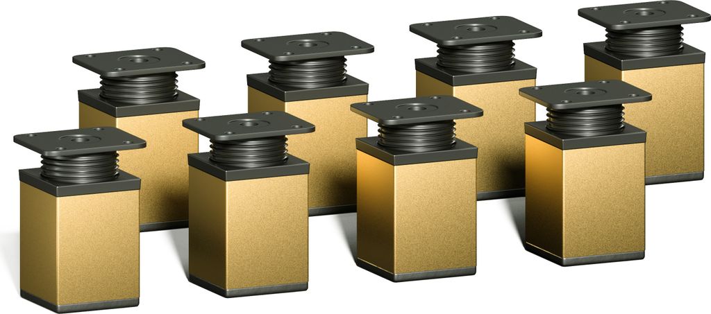 8er Set sossai moderne Möbelfüße in Gold 60mm höhenverstellbar Schrankfüße Sockelfüße