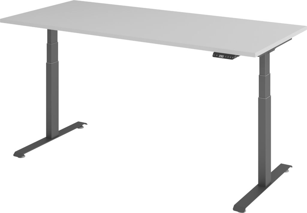 bümö Schreibtisch elektrisch Lite - Gestell: Graphit, Nachbildung: Grau, Größe: 180 x 80 cm