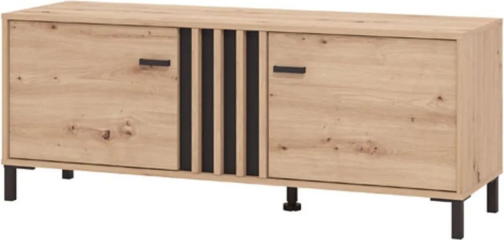 Support TV 132cm pour Salon Moderne - Meuble Forte Chêne Marron Robuste