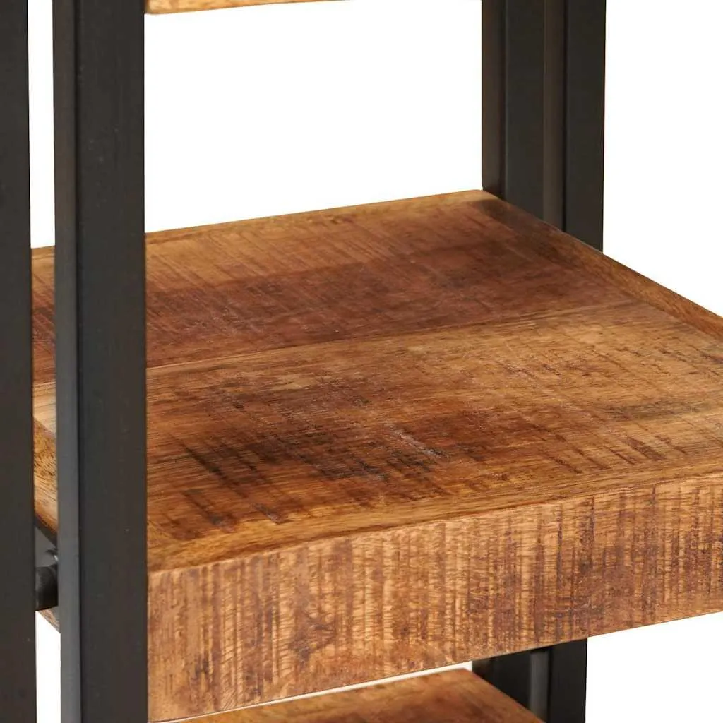 Table de nuit bois de manguier massif et métal structure robuste 58 cm