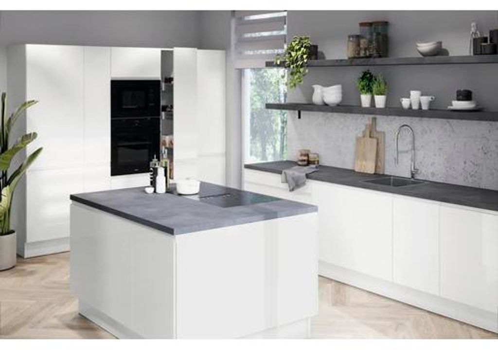 PICCANTE Smart Schranktür für Oberschrank 60 x 89,2 cm LAQUER WHITE hochglanz lackiert mit integrierter Griffmulde J""