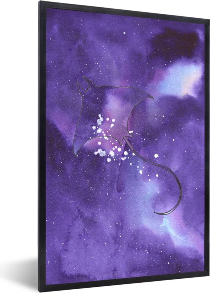 MuchoWow MuchoWow Gerahmtes Poster Manta - Weltraum - Lila 60x90 cm - Poster mit zchwarzem Bilderrahmen - Kunst