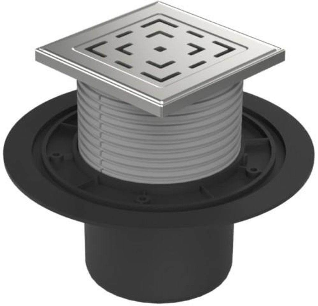 Chud?j Bodenablauf unten D110, Edelstahlgitter LABYRINTH L1 386 A