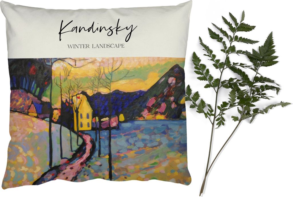 MuchoWow Zierkissen Sofakissen Wohnzimmer Dekokissen 40x40 cm Kunst - Winterlandschaft - Kandinsky - Foto Kissen - Schlafzimmer Dekoration