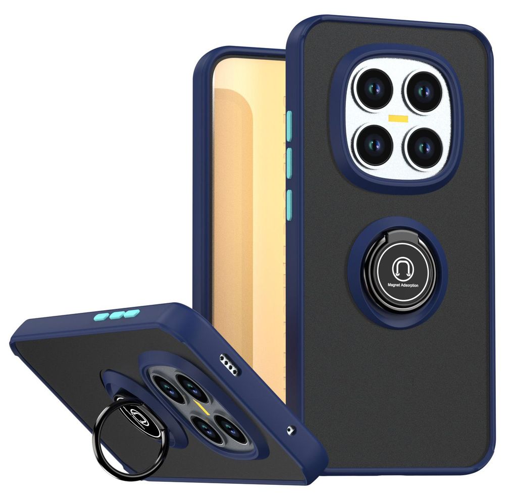 Hülle für Xiaomi Redmi Note 15 Pro 4G Matte Transluzent TPU Stoßfest Schutzhülle mit Ring Halter Ständer Blau