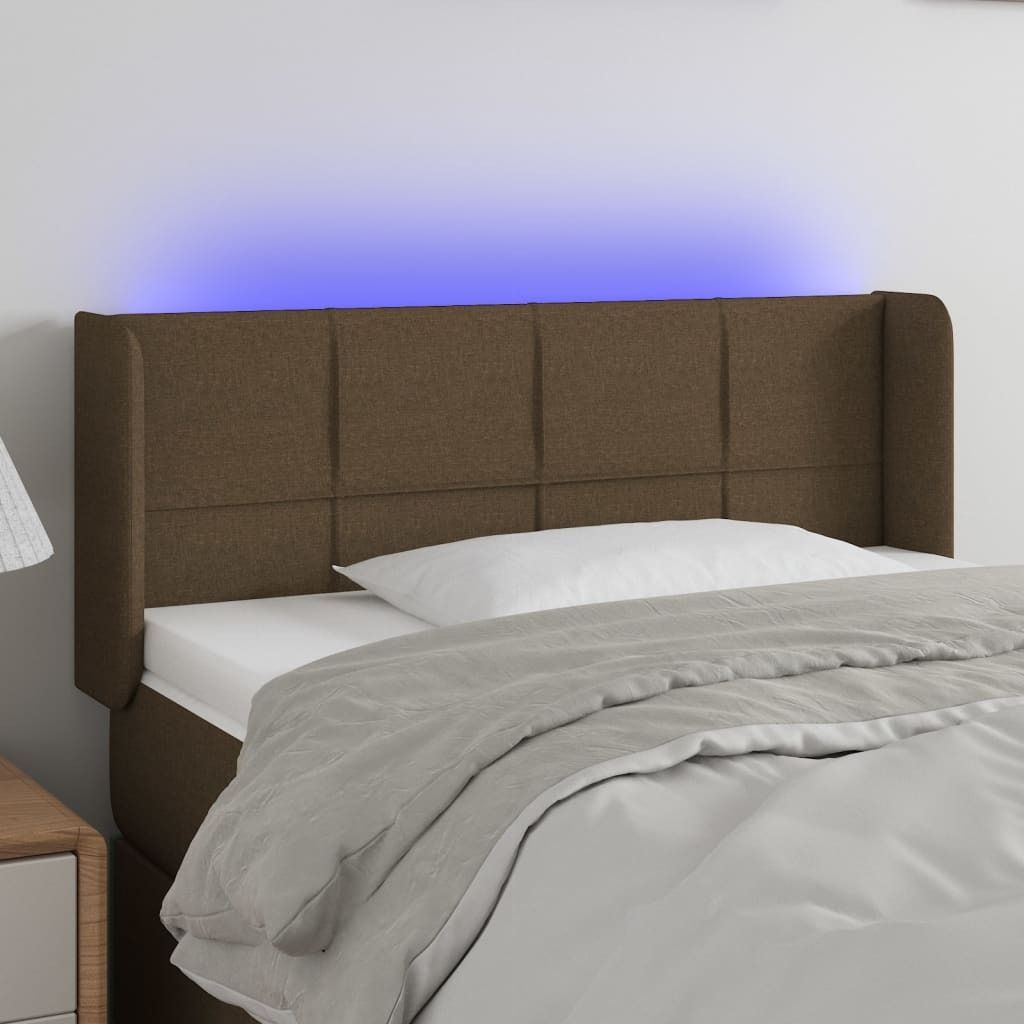 vidaXL LED Kopfteil Dunkelbraun 93x16x78/88 cm Stoff - LED Kopfteil - LED Kopfteile - Kopfteil - Bett-Kopfteil