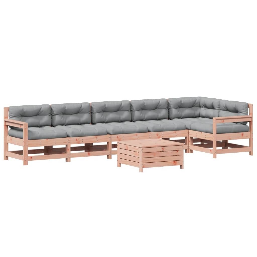7-tlg. Garten-Lounge-Set mit Kissen Massivholz Douglasie