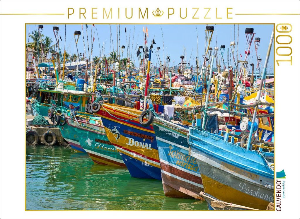 CALVENDO Puzzle Hafenleben: Fischerboote im Morgenlicht | 1000 Teile Lege-Größe 64x48cm Foto-Puzzle für glückliche Stunden