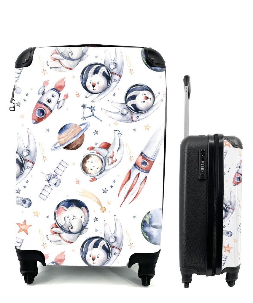 MuchoWow Koffer Handgepäck Trolley Rollkoffer Kleine Reisekoffer mit 4 Rollen - Muster - Planeten - Kinder - Mädchen - Kinder - Kinder - Mädch...