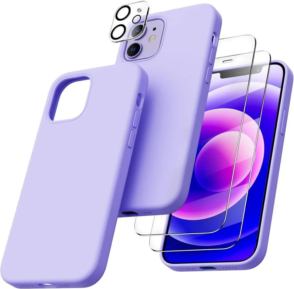 Custodia iPhone 12/12 Pro Silicone ORNARTO Viola Chiaro 5-in-1 Offerta