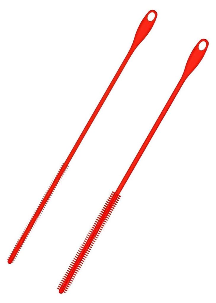 2 Stück Silikon-Strohhalm-Bürsten Weicher Spalt Flexibel Extra Lang Wiederverwendbar Biegbar Hitzebeständig Silikon-Strohhalm-Reinigungsbürste