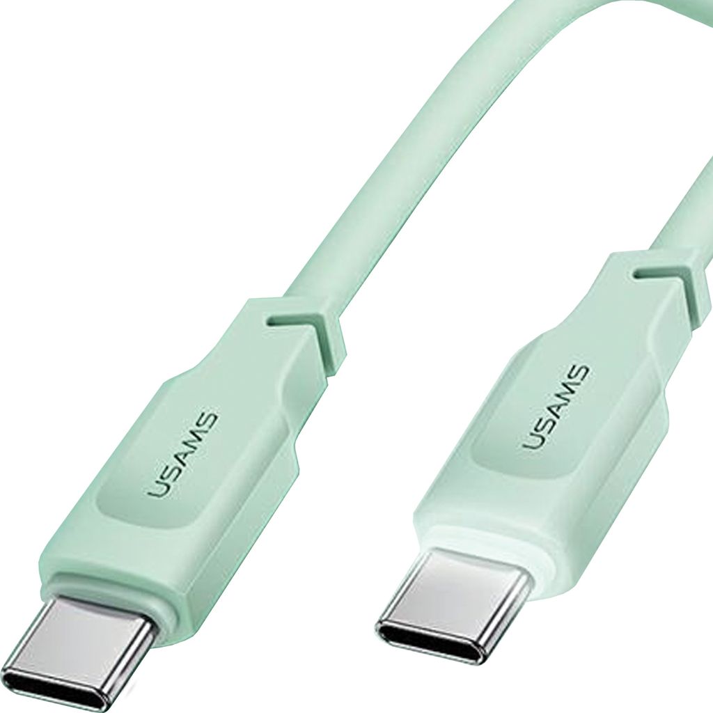 Usams Kabel Usb-C Zu Usb-C 100W 1,2M Port Display Schnellladung Lithe Serie Grün/Grün Sj567Usb04 (Us-Sj567)