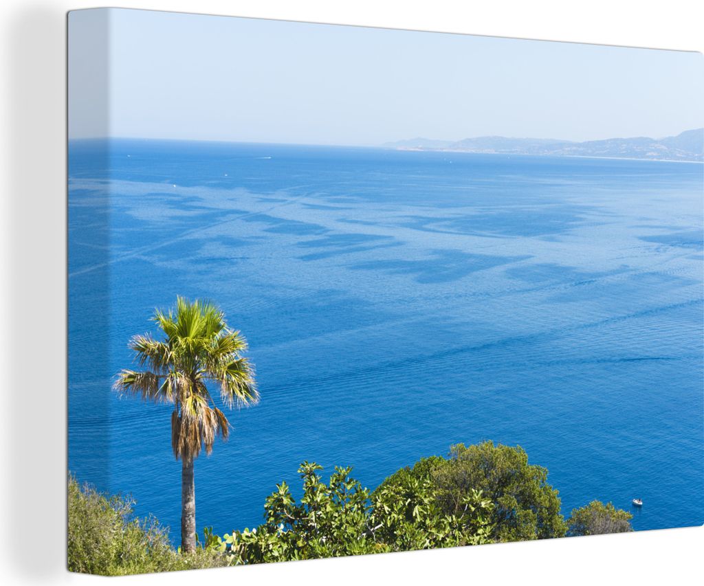 OneMillionCanvasses - Leinwandbilder - 150x100 cm, Ein Luftbild des Mittelmeers von Castelsardo auf Sardinien, Wandbilder Kunstdruck Wanddekoration