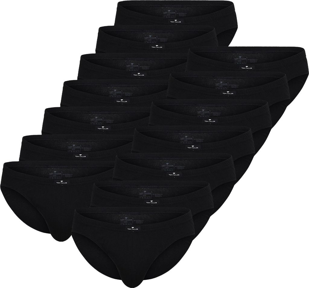 TOM TAILOR Herren Slips, 14er Pack - Mini-Slip, Briefs, Pure Baumwolle, Jersey, uni Schwarz L