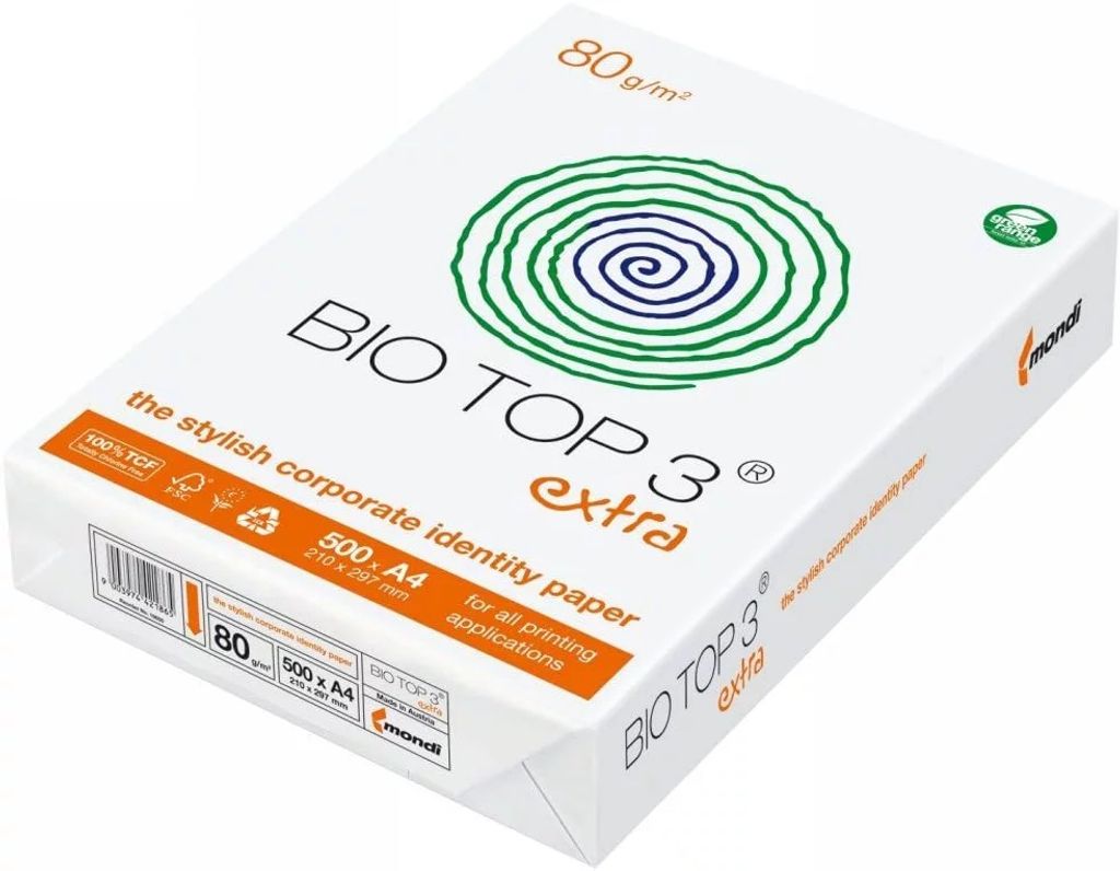 BioTop 3 Extra Kopierpapier 80g TCF von Mondi DIN A4 - 2500 Produktbild 