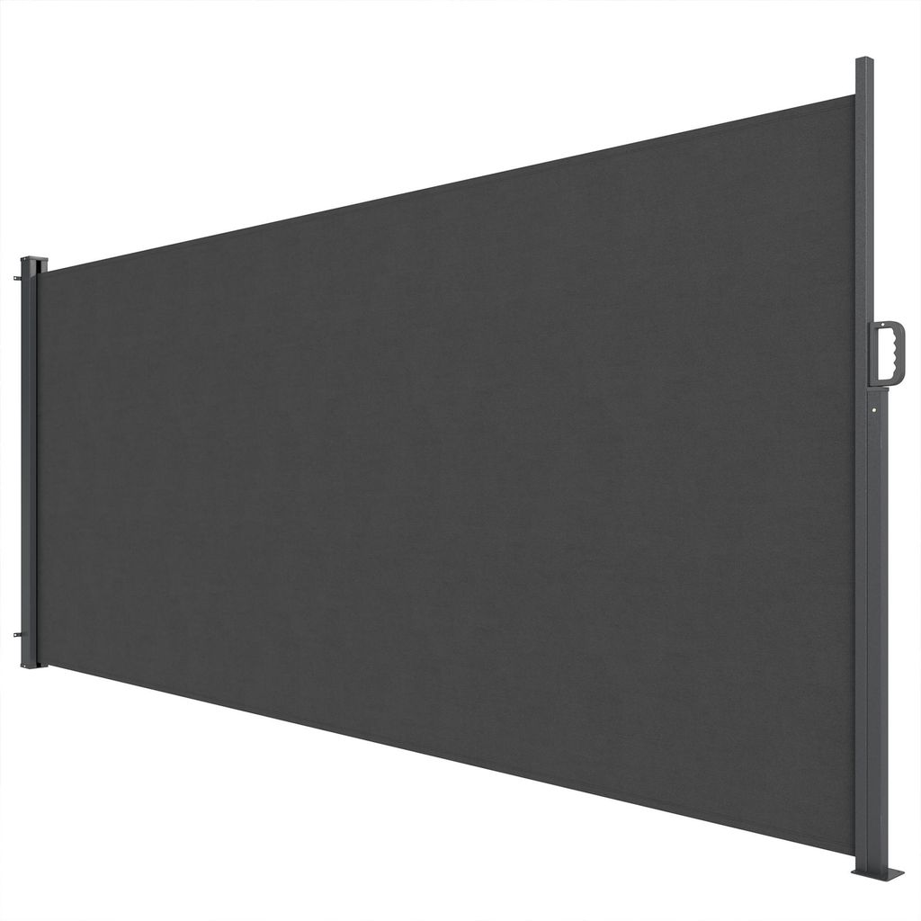 Ausziehbare Seitenmarkise, Sichtschutz für Außenbereiche, Wasserabweisend, UV 50+, 420 x 185 cm, Dunkelgrau