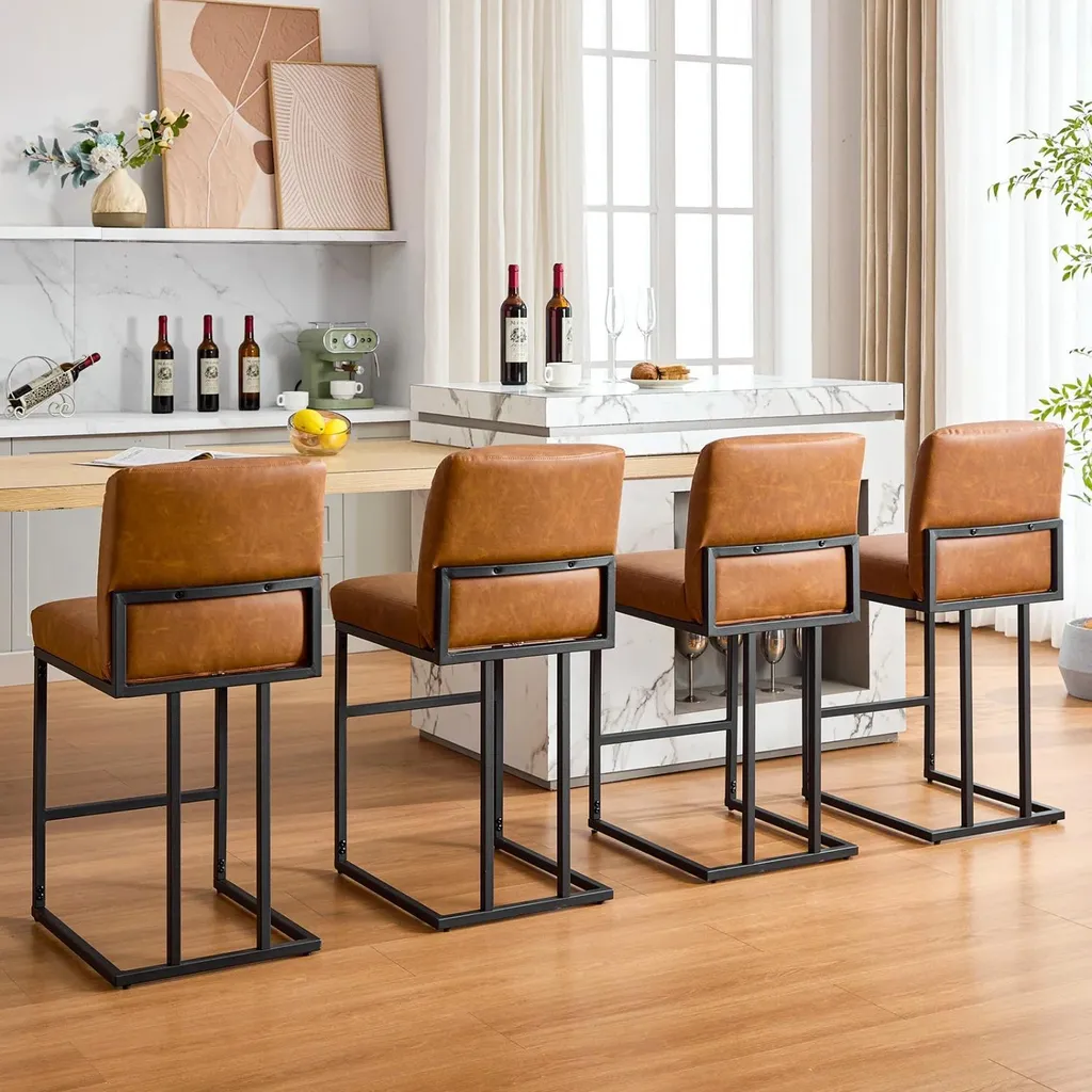 Tabouret de bar ergonomique marron avec dossier pour un maintien optimal