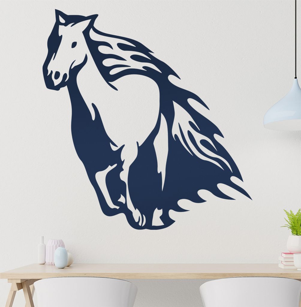 Flammen Pferd Wandtattoo in 6 Größen - Wandaufkleber Wall Sticker - Dekoration, Küche, Wohnzimmer, Schlafzimmer, Badezimmer