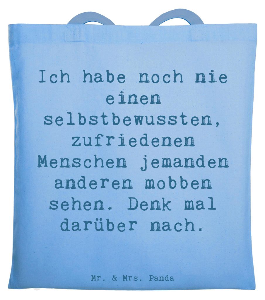 Mr. & Mrs. Panda Schultasche Spruch Mobbing bewältigen - Sky Blue - Geschenk, Tote Bag, Mitgefühl, Zuversicht, Beutel, Einkaufstasche, Trost, Tas...