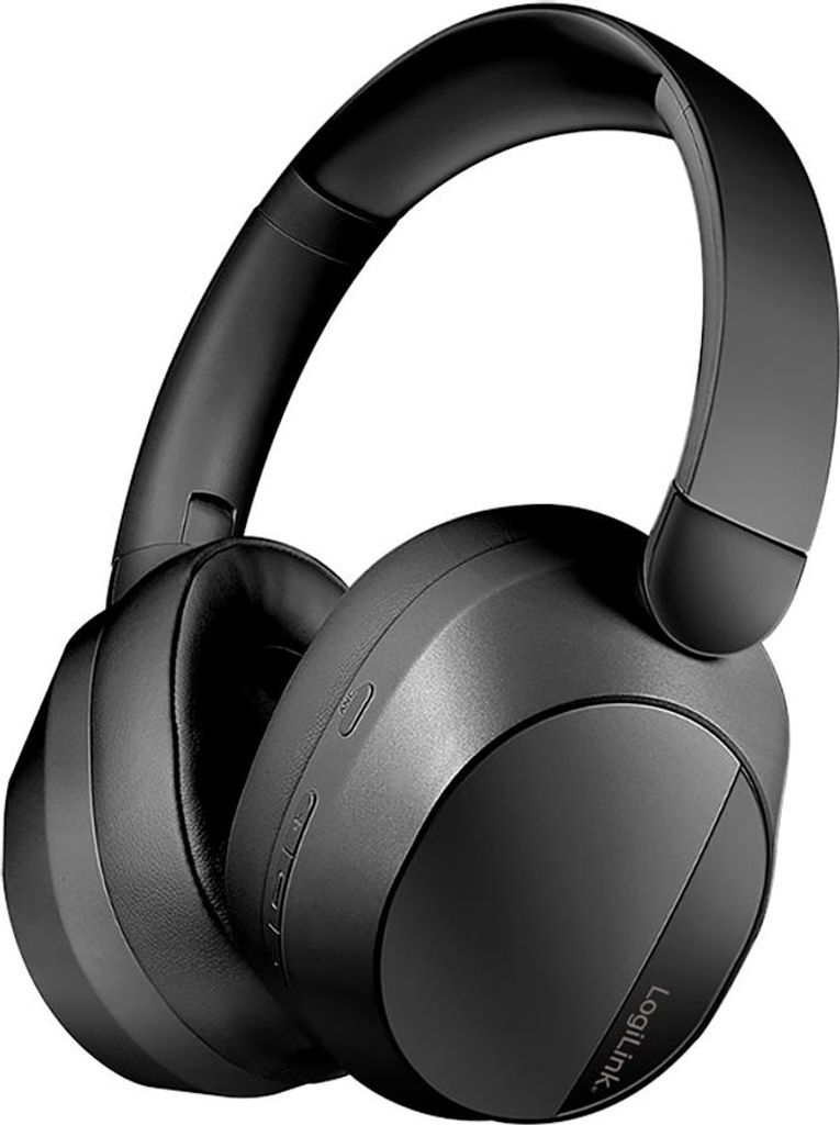 Faltbare schwarze Kopfhörer mit Bluetooth 6.0, aktiver Geräuschunterdrückung und Mikrofon