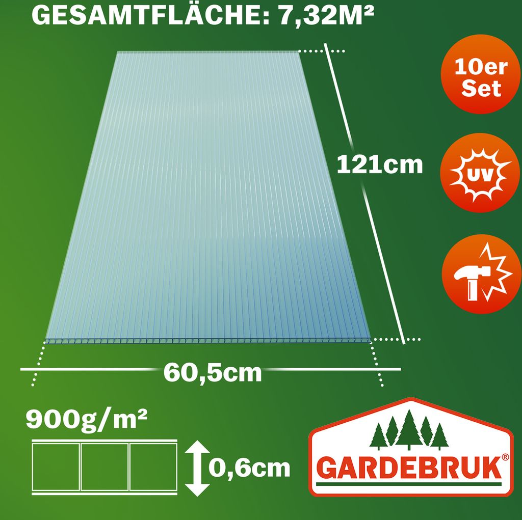 GARDEBRUK® 10x Doppelstegplatten 6mm Zuschneidbar Produktbild 7