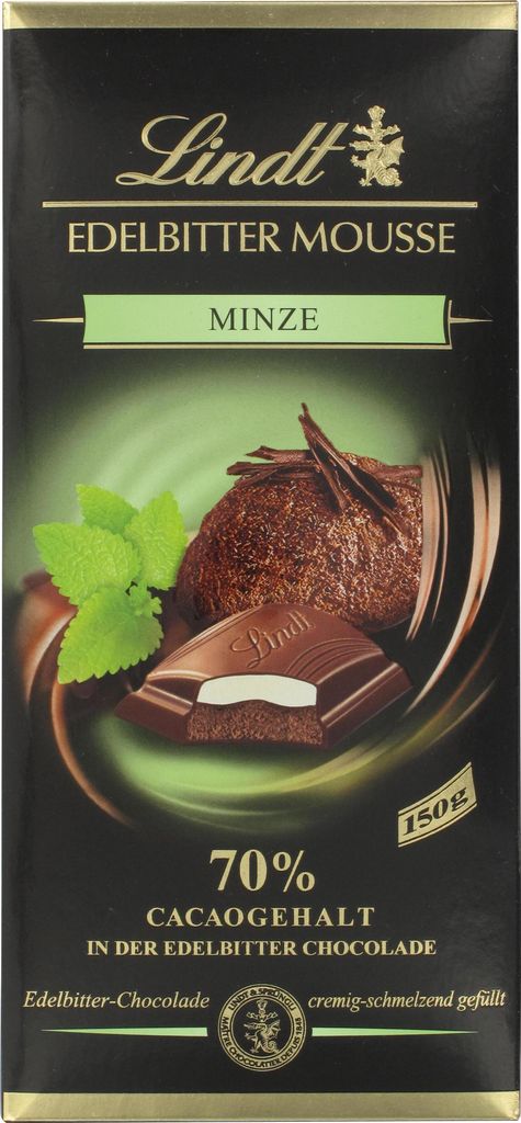 Lindt Edelbitter Schokolade Mousse Minze gefüllte Produktbild 