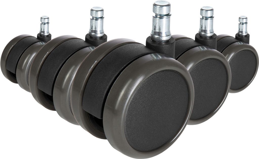 hjh OFFICE Stuhlrollen 5x ROLO FREE 11mm/65mm Ersatz Rollen Bürostuhl für Parkett, Laminat, Fliesen oder Steinboden