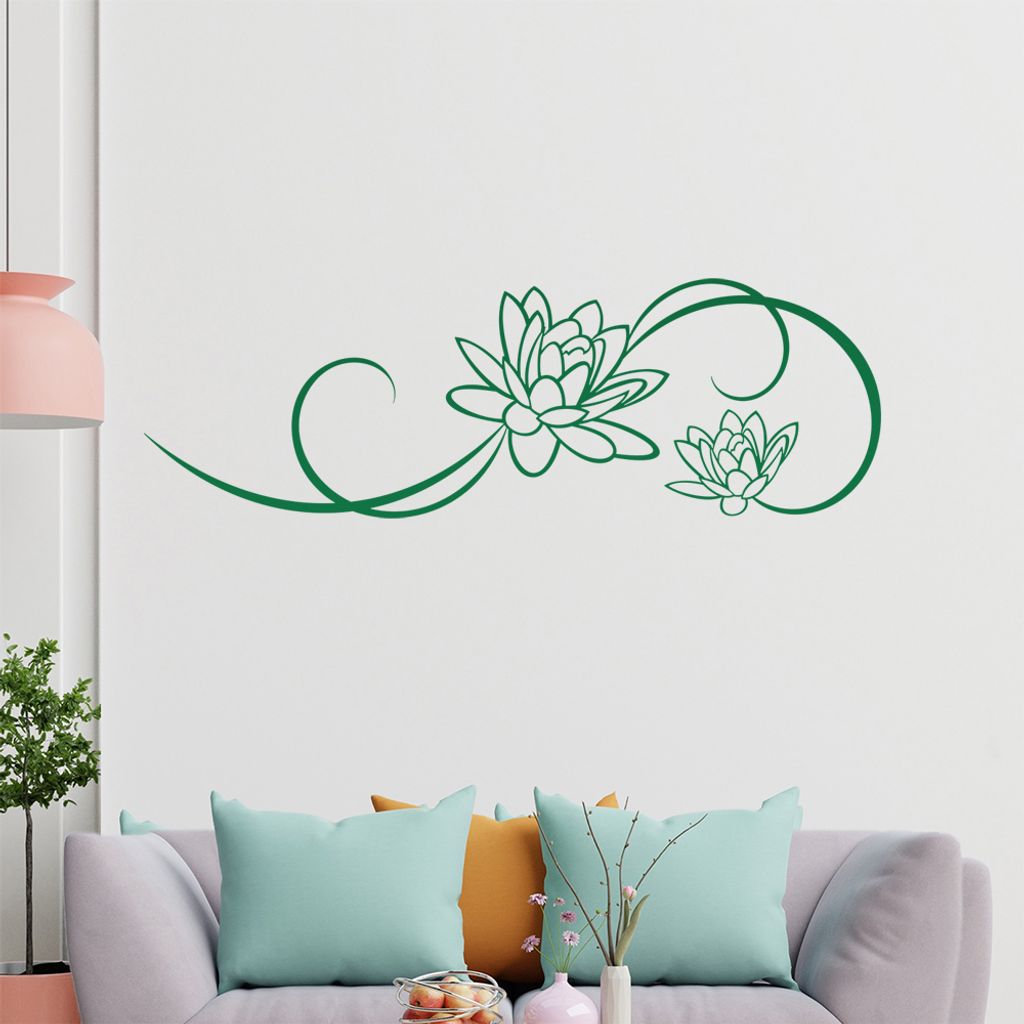 Blume - Linien Wandtattoo in 6 Größen - Wandaufkleber Wall Sticker - Dekoration, Küche, Wohnzimmer, Schlafzimmer, Badezimmer