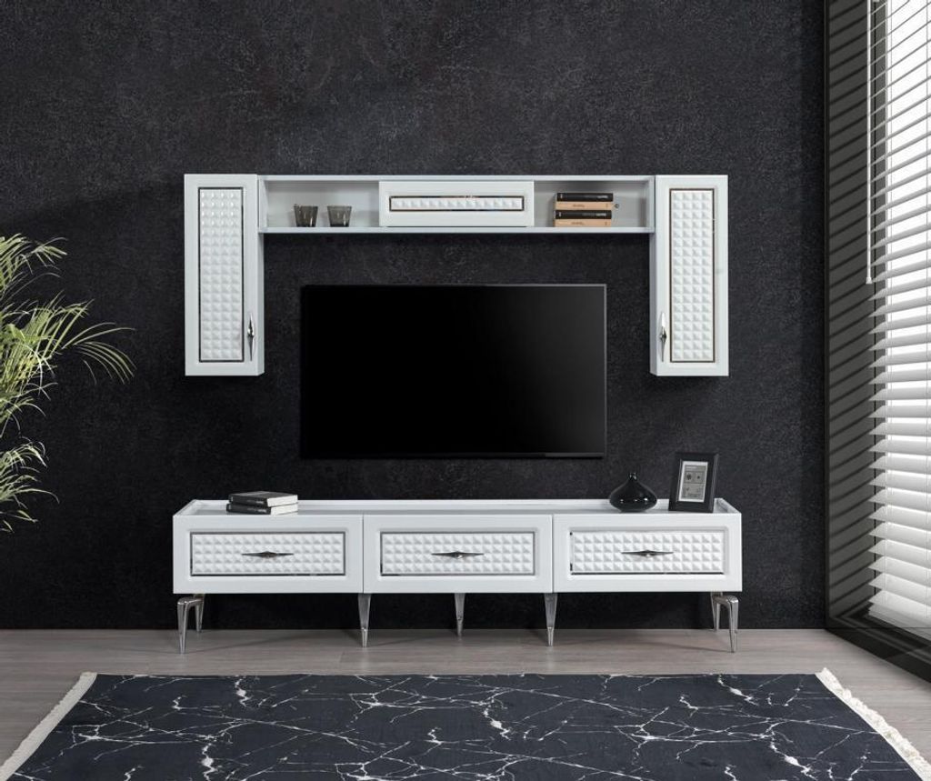 Wohnzimmer Wohnwand Hochglanz Wohnwände Schrank Moderne Möbel 3tlg