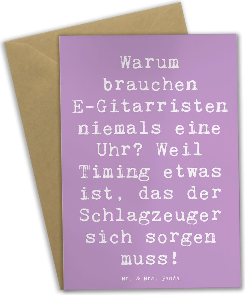 Mr. & Mrs. Panda babykarte Spruch E-Gitarre Timing - Lavendeltraum - Geschenk, Lernen, osterkarte, Musiker, weihnachtskarten, Musik, Instrument, os...