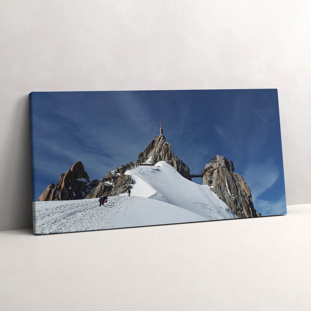 Berggipfel im Winter – Leinwandbild Wandbild – 100x50 cm – Leinwandbilder – Wandbilder – Schlafzimmer – Flur