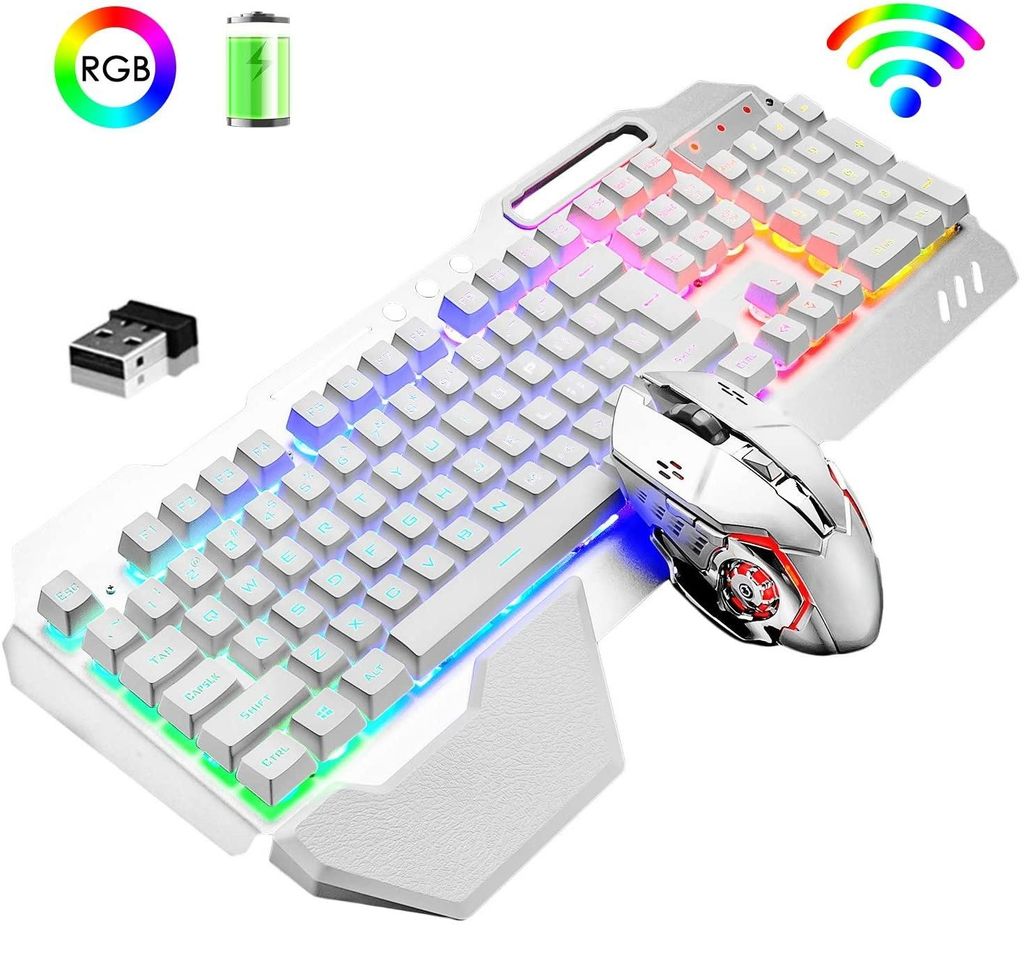 ZELURXX Dobíjecí bezdrátová sada klávesnice a myši 2,4 GHz, Obrázek produktu 