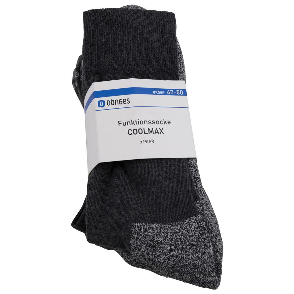 Dönges Funktionssocke Coolmax (Polyesterfasern), grau, Größe 47-50 (Socken) (Pack à 5 Paar)