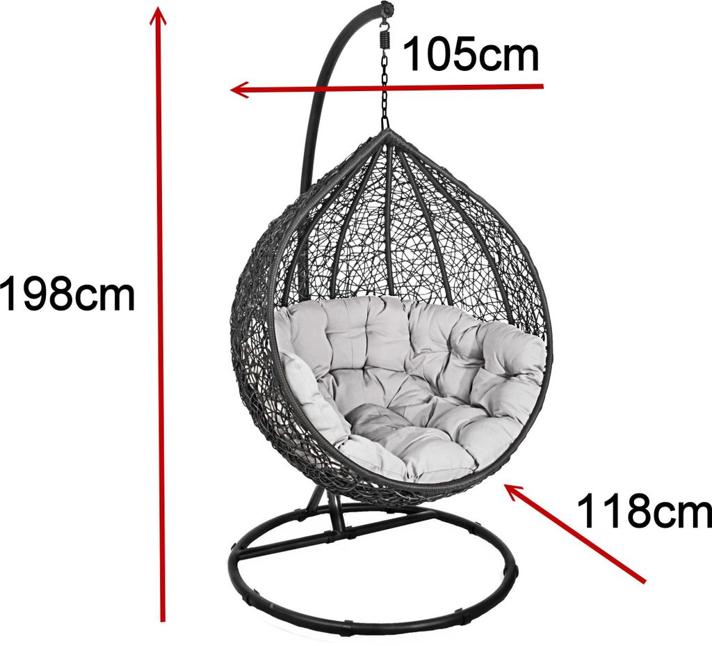 Korb Hängesessel mit Gestell + Kissen Hängestuhl Lounge Produktbild 7