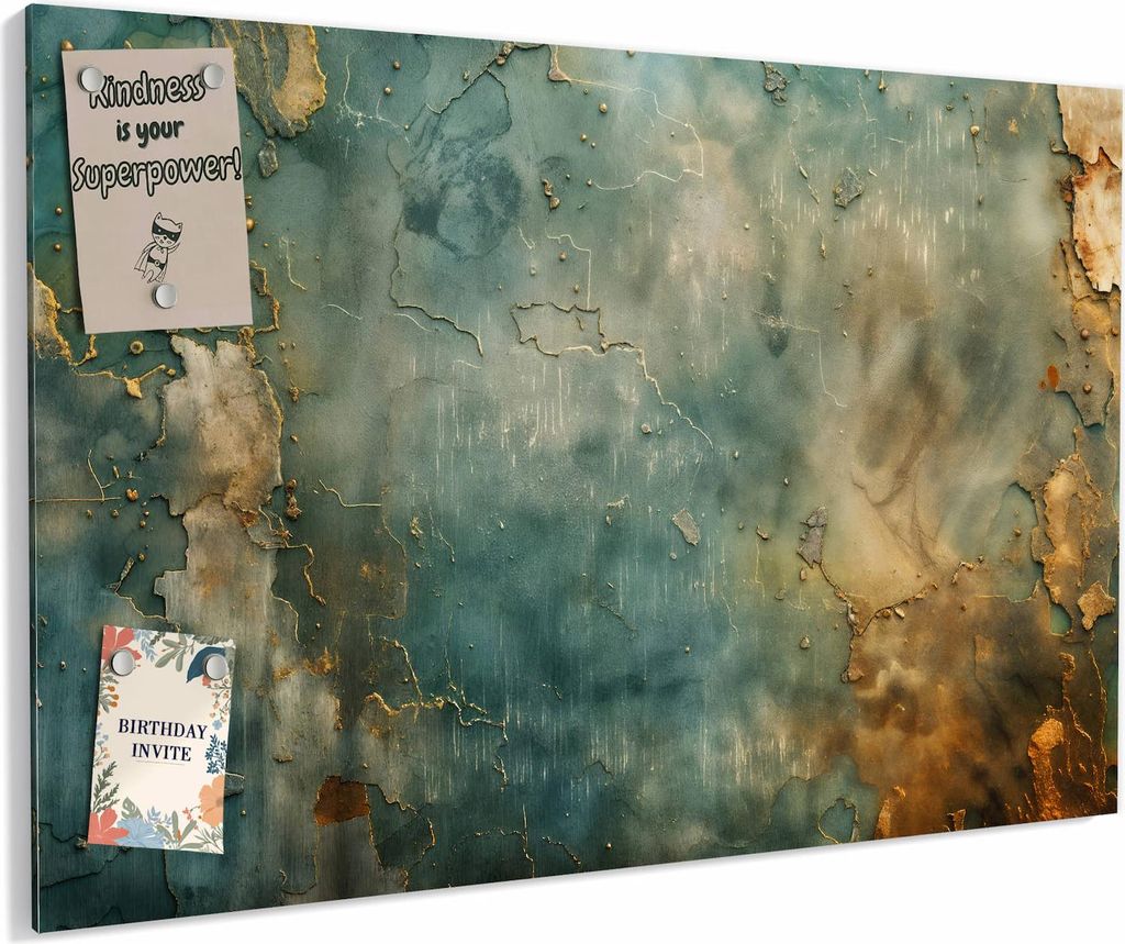Magnettafel 60x40cm magnetisch & beschreibbar Metall-Board - Gealterte Wand