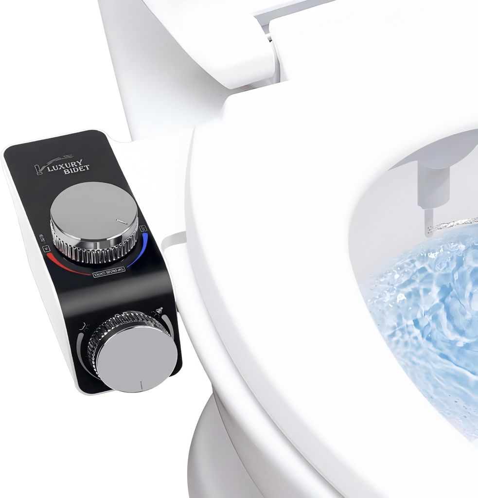 Bidetaufsatz für Toilette, Nicht elektrischer Bidet-Toilettenaufsatz, selbstreinigende Doppeldüse, Temperatur Einstellbar, Toiletten-Bidet-Einsatz
