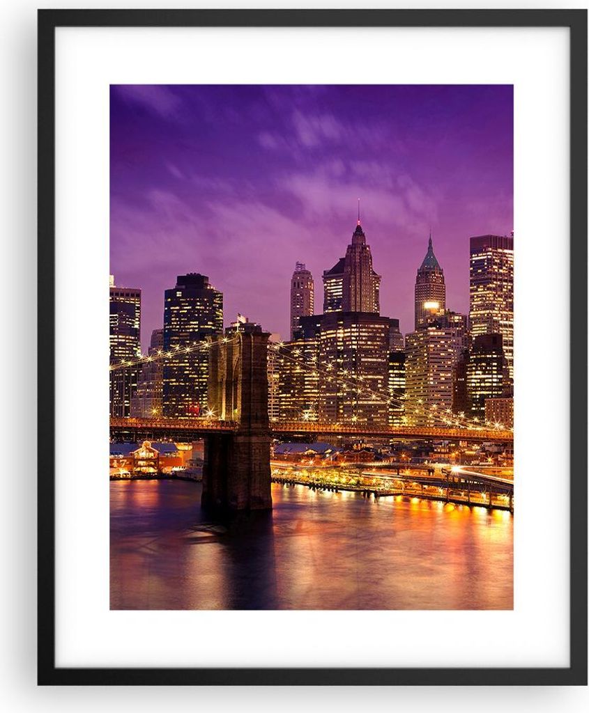 Gerahmtes Poster - Schwarzer Rahmen - New york nacht Produktbild 