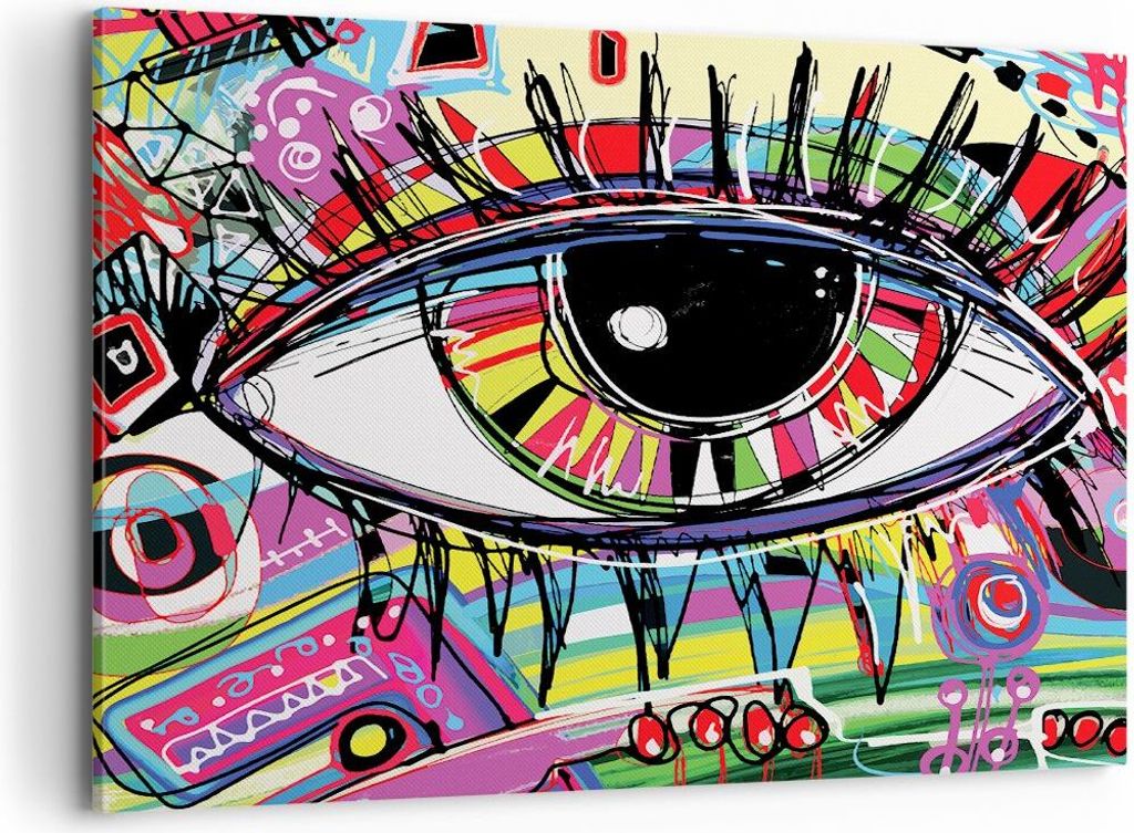 Bild auf Leinwand - Leinwandbild - Digital abstraktion farben - 100x70cm - Wand Bild - Wanddeko - Leinwanddruck - Bilder - Kunstdruck - Wanddekorat...