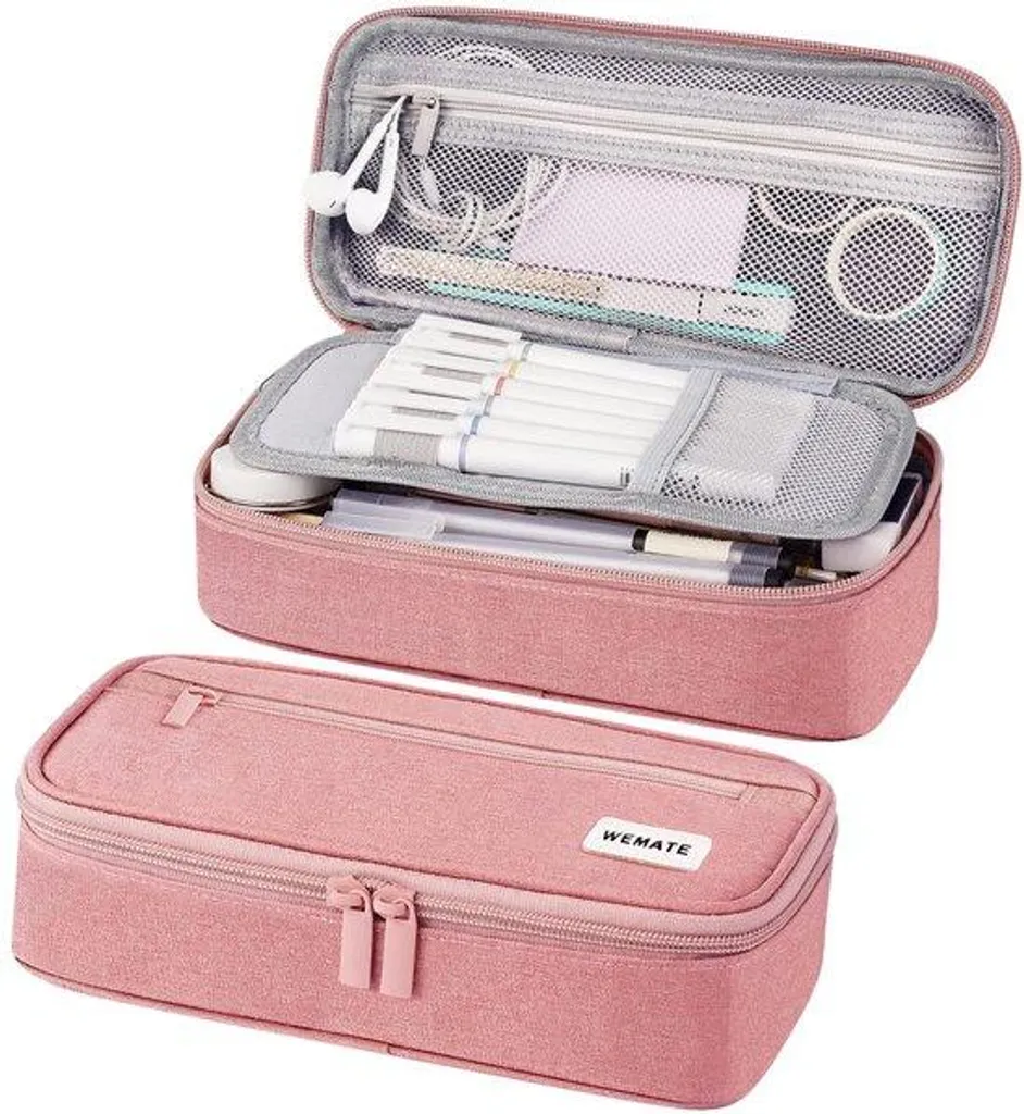 Organiseur de Bureau Grande Capacité - Porte-stylos Multi-rangements Zip