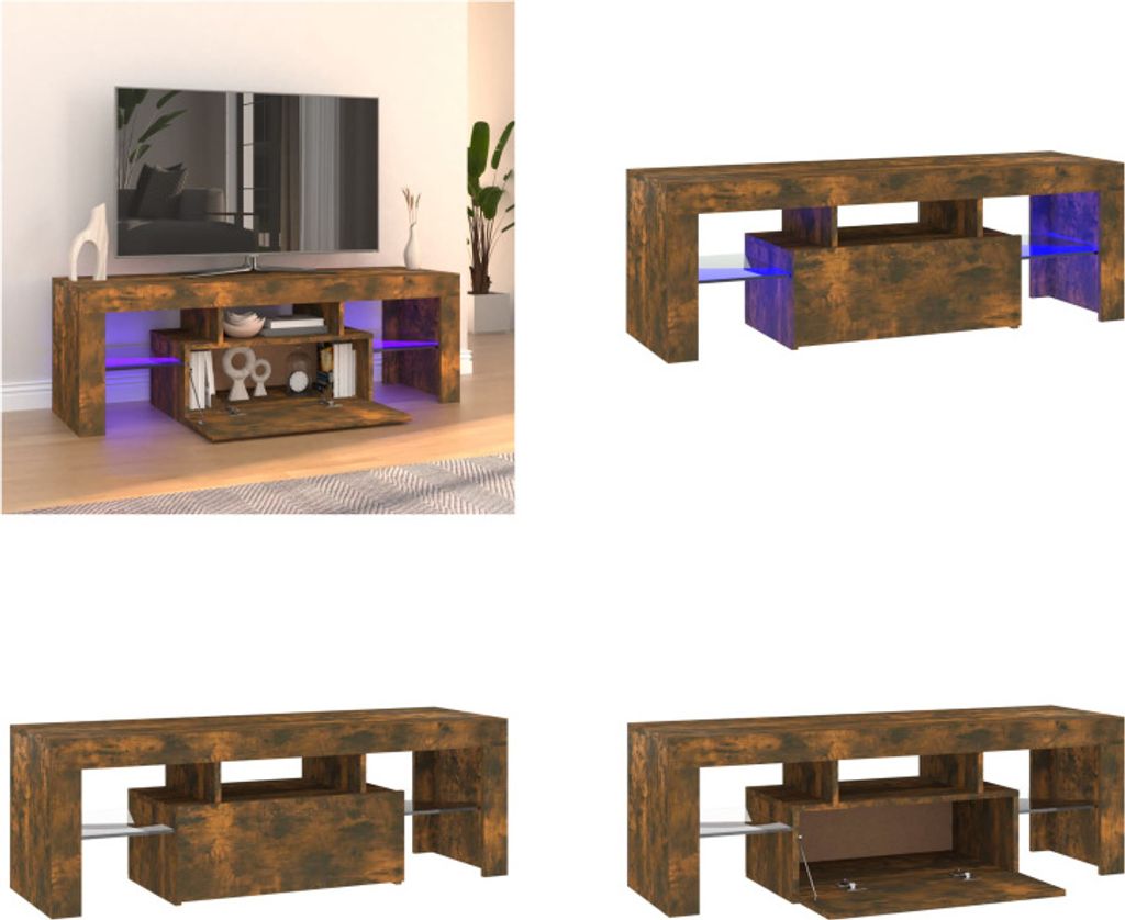 vidaXL TV Schrank mit LED Leuchten Räuchereiche 120x35x40 cm - TV-Schrank - TV-Schränke - TV-Möbel - TV-Ständer