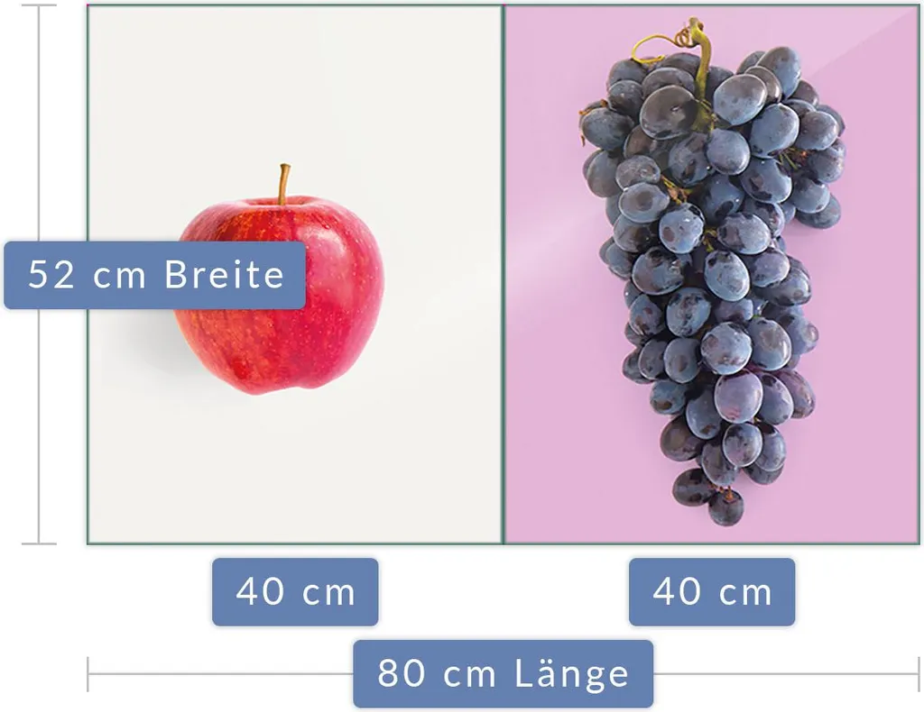 Piastre di copertura per fornelli Ceran splashback vetro universale 2 pezzi 2x40x52 frutta colorata - 2