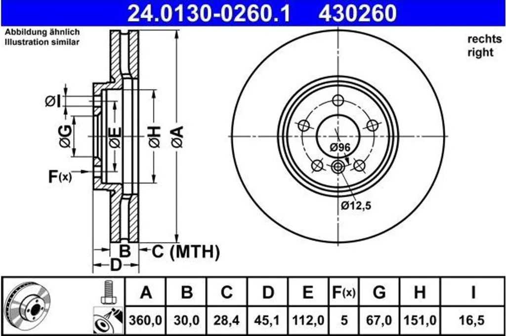 Disque de frein ventilé pour BMW X1 X2 et Série 1 2 motorisation 1.5 2.0